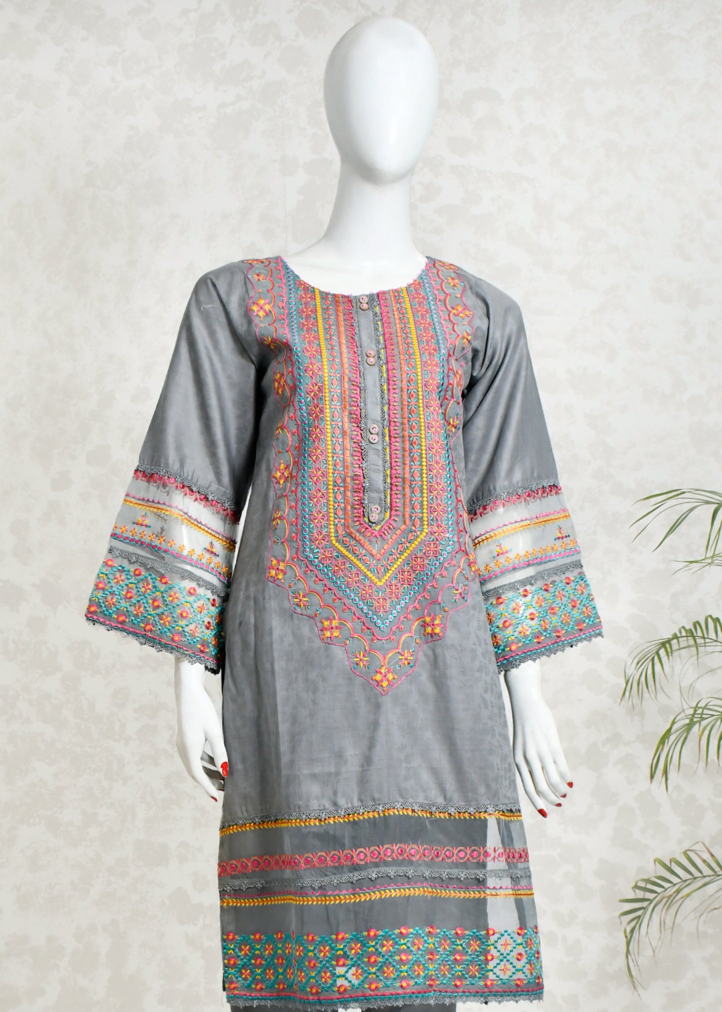 Grey Fossil Rangeen Zaib-e-tan
