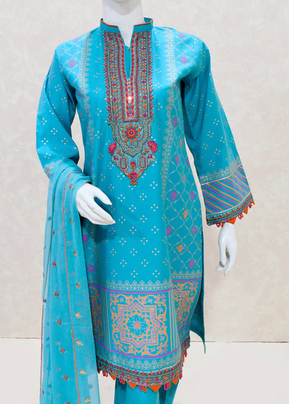 Blue Serenity Sapphire Embroidered Wear