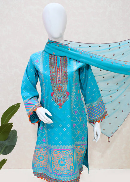 Blue Serenity Sapphire Embroidered Wear