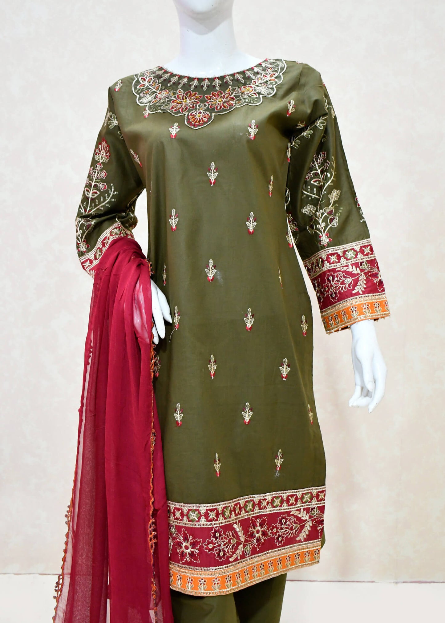 Majestic Mehndi Green Ethnic Attire