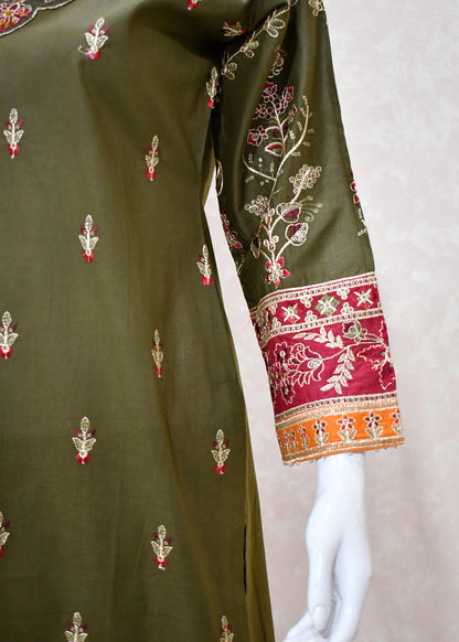 Majestic Mehndi Green Ethnic Attire