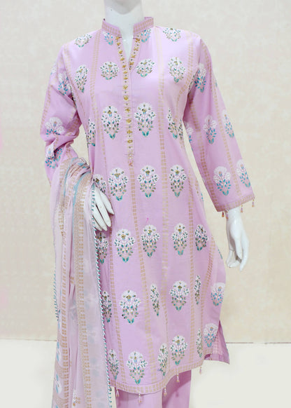 Magenta Khaadi Handwork Shirt