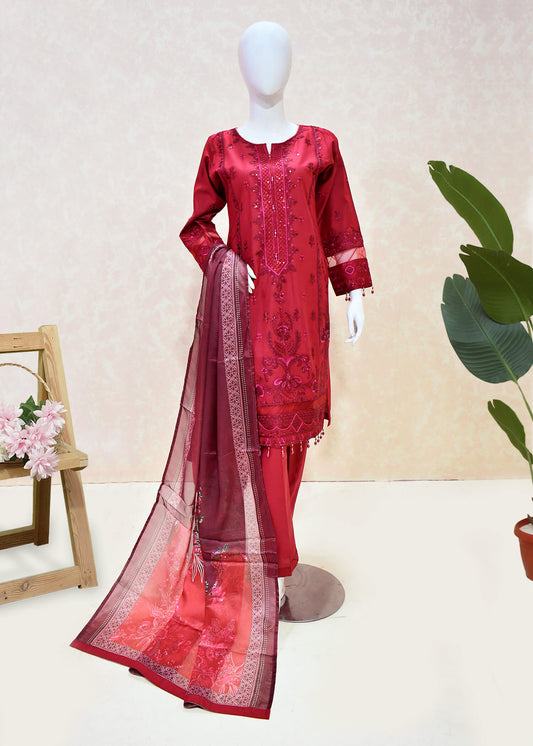 Elegant Red Valentine Embroidered Dress