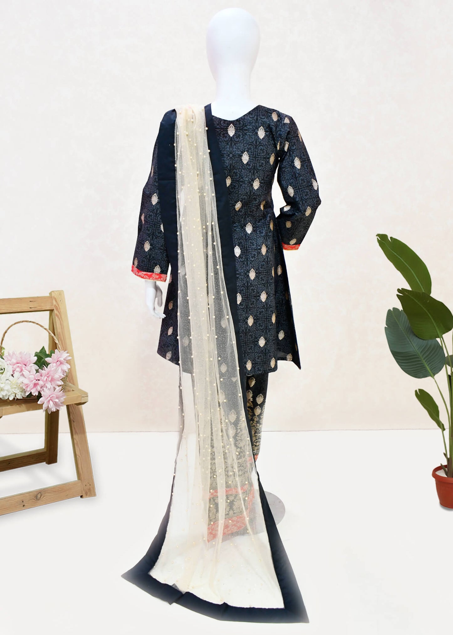 Black Angarkha Embroidered Shirt Trouser