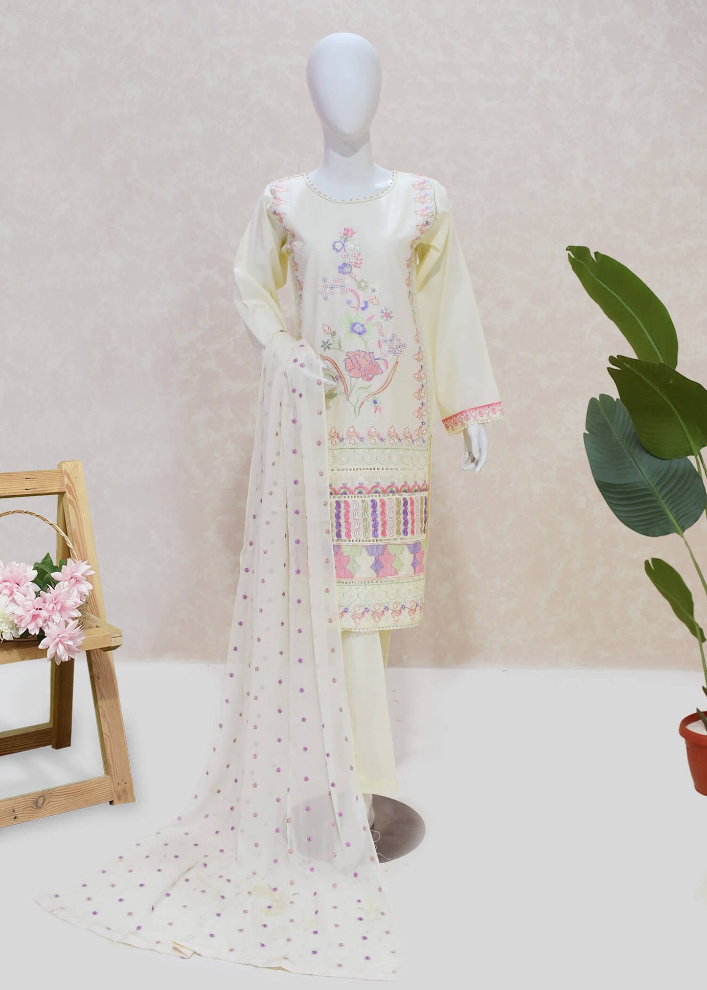 Parizaad Cream Lawn Suit